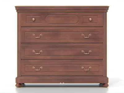 Antique Wooden Chest of Drawers 02 Low-poly 3D model