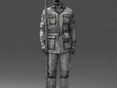 000113 Soviet Soldier in Field Uniform 0116 3D model