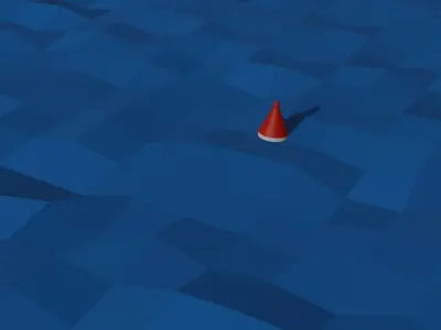 Buoy red and white in sea low poly Low-poly 3D model