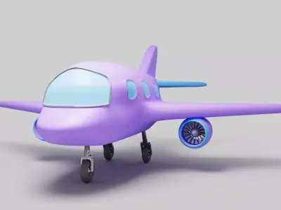 Cute Cartoon Airplane Fully Rigged Low-poly 3D model