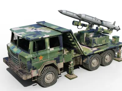 PLA Navy YJ-18 YJ18 ANTI-SHIP MISSILE Launcher Low-poly 3D model