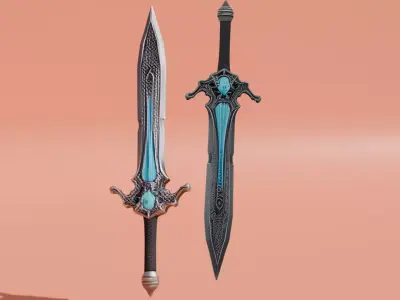 Fantasy Warrior Sword 3D Model  Game Ready PBR Textures 3D model