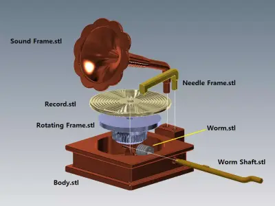 Phonograph gramophone 3D model
