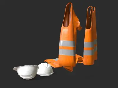 Safety Equipments Set 02 Low-poly 3D model