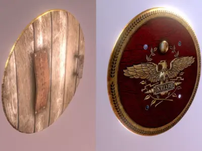 Roman Round Shield Low-poly 3D model