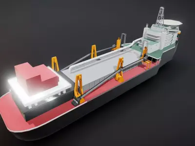 Loading sand and gravel transport ship Low-poly 3D model