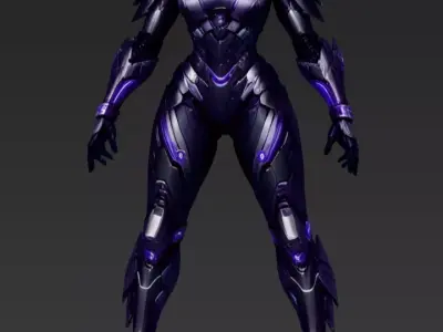 Female Raven Robot 3D model