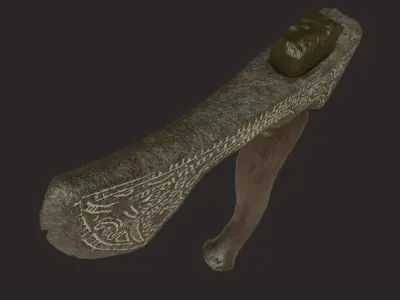 Rust museum scandinavian battle axe Low-poly 3D model