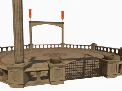 Lowpoly Ancient Arena Low-poly 3D model