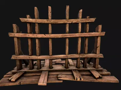 Medieval Wooden Crossbow Weapon Rack Armory Low-poly 3D model