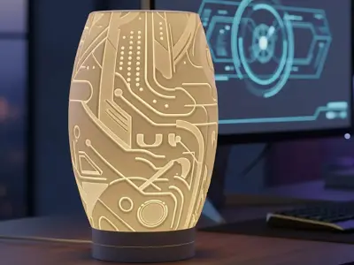 Sci fi Lamp Shade STL file  no supports 3D print model