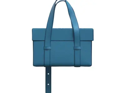 Blue Leather Box Tote Bag 3D model