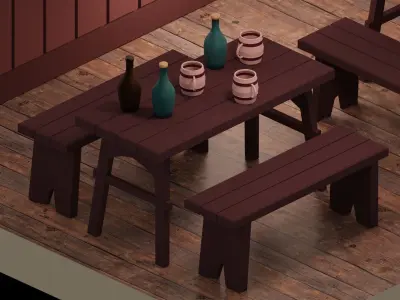 Low Poly Tavern Medieval Low-poly 3D model