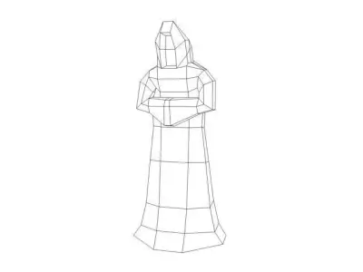 Low poly monk sculpture Low-poly 3D model