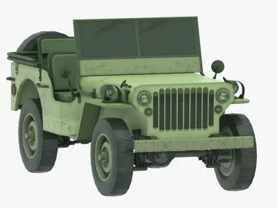 Military Jeep Vehicle Army Game Ready Low-poly 3D model