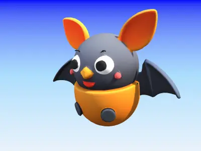 Adorable Cartoon Bat 3D Model  Low-poly 3D model
