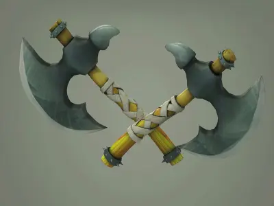 cartoon handle Stylized Axe 3D model