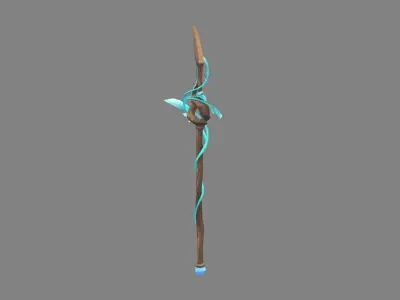 Cartoon wooden wand Low-poly 3D model