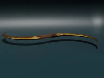 game ready low poly sword golden horn Free low-poly 3D model