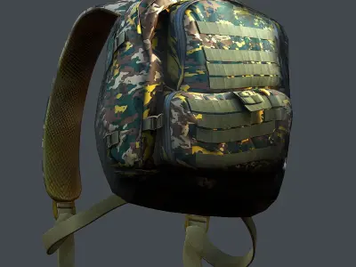Backpack military combat Black baggage bag luggage Low-poly 3D model order
