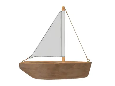 Wooden sailboat 3D model
