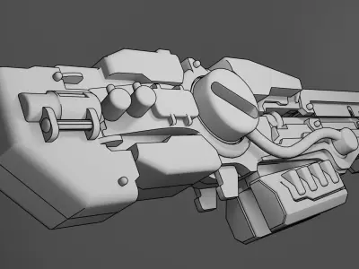 rail gun sci fi  Low-poly 3D model