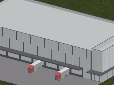 modern factory building 3D model