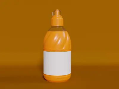 bottle model orange with label 3D model