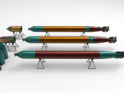 torpedos three missiles 3D model