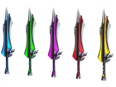 a set of cutting weapons Low-poly 3D model 7