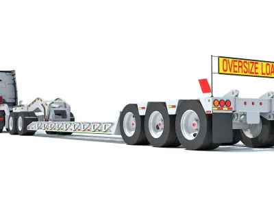 Semi Truck with Platform Trailer 3D model