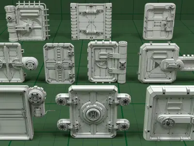Industrial Doors - 10 pieces 3D model