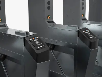 Urban Subway Entrance Control Gates Dirty 3D model