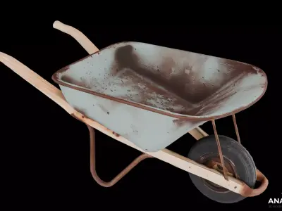 Rusty Wheelbarrow 3D Model Low-poly 3D model