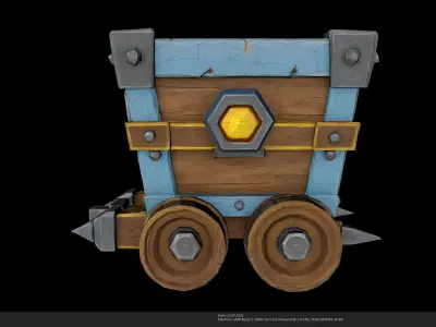  Stylized Fantasy Minecart - Wagon 3D Model - AI Low-poly 3D model