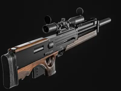 WA 2000 Sniper Rifle Low-poly 3D model