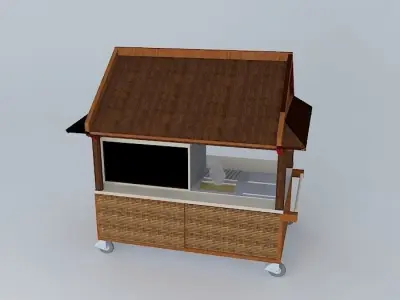 A Taiwanese noodles snack cart with roof Free 3D model