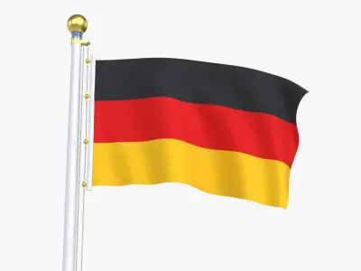 GermanyFlagStandPoleAnimated 3D model
