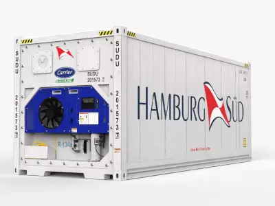 20ft Hamburg Sud shipping Container Reefer CARRIER 3D model