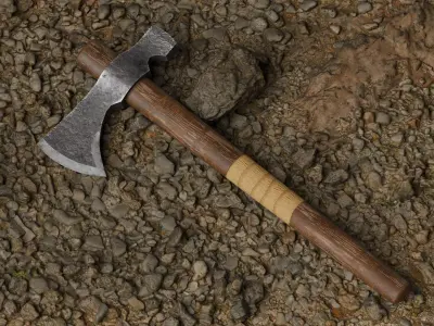Realistic Low Poly Axe Low-poly 3D model