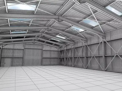 Hangar Warehouse Building 01 3D model