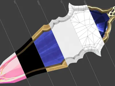 Fantasy Oblong Shield Low-poly 3D model