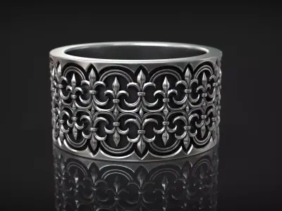 Gothic Traditional Ornate Heraldic Lily Pattern Band 3D print model