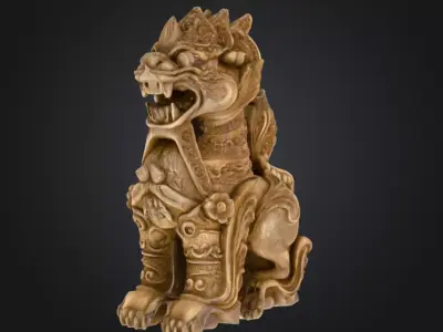 Mythical Stone Guardian Lion 3D print model