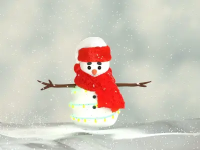 Animated Snowman and Merry Christmas 3D model