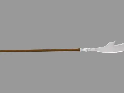 Naginata sword with wooden handle 3D model