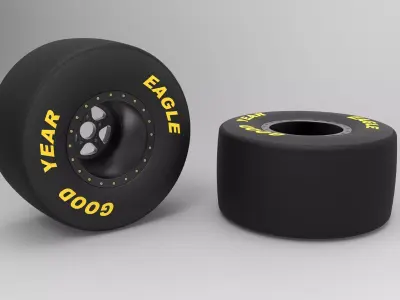 Rear wheel of dragster 3D model