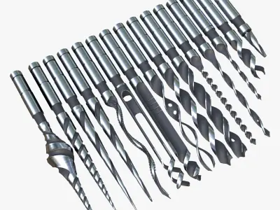 Drill Bit Set Industrial 15 Types 3D model