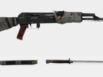 akm riffle Low-poly 3D model