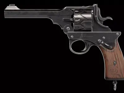 Webley Fosbery Automatic Revolver Low-poly 3D model purchase